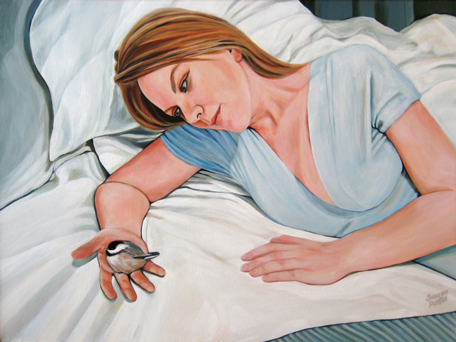 Black Capped Chickadee on White by Susanna Pantas